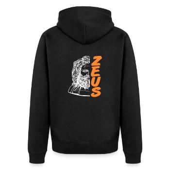 ZEUS Cool Retro Greek God Mythological Designs - Unisex Premium Organic Zip Hoodie - black - Back - Nico (187cm)
