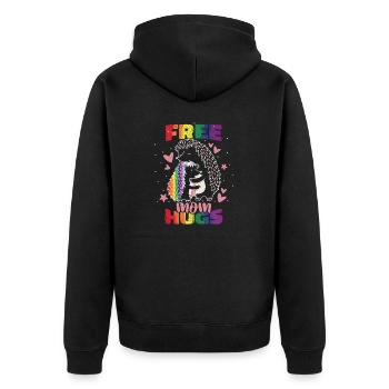 Kostenlose Mama-Umarmungen - Unisex Premium Bio Zip Hoodie - Schwarz - Hinten - Nico (187cm)