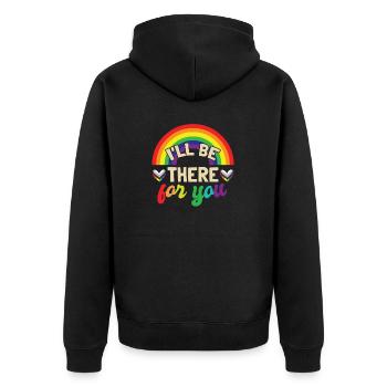 Regenbogenflagge LGBT - Unisex Premium Bio Zip Hoodie - Schwarz - Hinten - Nico (187cm)