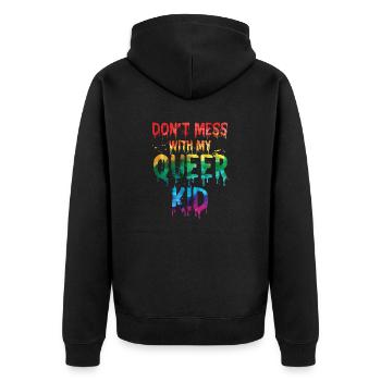 Ne plaisante pas avec mon enfant queer - Veste à capuche bio Premium Unisexe - noir - Dos - Nico (187cm)