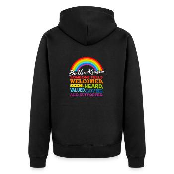 LGBT-Eltern | Schwule | Regenbogenflagge | Pride-Monat - Unisex Premium Bio Zip Hoodie - Schwarz - Hinten - Nico (187cm)