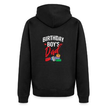 Le père d’un garçon d’anniversaire construit des blocs de construction - Veste à capuche bio Premium Unisexe - noir - Dos - Nico (187cm)
