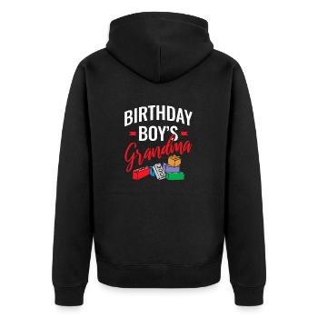 Geburtstagskinds Oma Bauklötze - Unisex Premium Bio Zip Hoodie - Schwarz - Hinten - Nico (187cm)