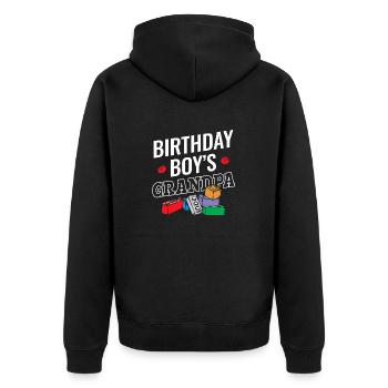 Birthday boy Grandpa building blocks - Unisex Premium Organic Zip Hoodie - black - Back - Nico (187cm)