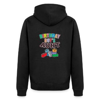 Building blocks of the birthday boy's aunt - Unisex Premium Organic Zip Hoodie - black - Back - Nico (187cm)