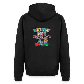 Birthday Kids Grandma Building Blocks - Unisex Premium Organic Zip Hoodie - black - Back - Nico (187cm)
