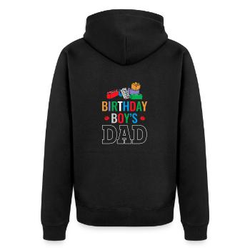 Father of birthday boy builds building blocks - Unisex Premium Organic Zip Hoodie - black - Back - Nico (187cm)