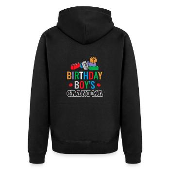 Birthday Kids Grandma Building Blocks - Unisex Premium Organic Zip Hoodie - black - Back - Nico (187cm)