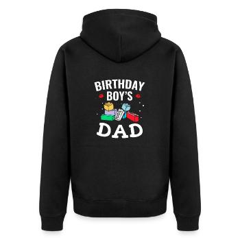Le père d’un garçon d’anniversaire construit des blocs de construction - Veste à capuche bio Premium Unisexe - noir - Dos - Nico (187cm)