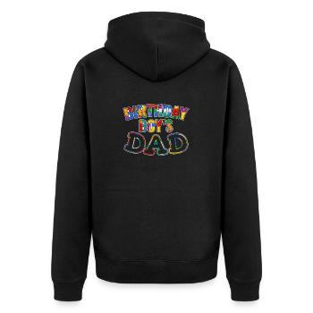 Father of birthday boy builds building blocks - Unisex Premium Organic Zip Hoodie - black - Back - Nico (187cm)