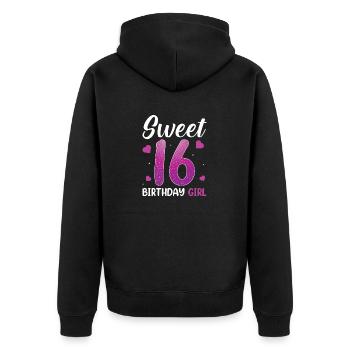 Sweet 16 BIRTHDAY GIRL - Unisex Premium Bio Zip Hoodie - Schwarz - Hinten - Nico (187cm)