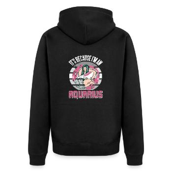 C’est parce que je suis un AQUARIUS Rétro Astrologie Drôle - Veste à capuche bio Premium Unisexe - noir - Dos - Nico (187cm)