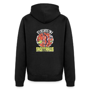 It's Because I'm A SAGITTARIUS Retro Funny - Unisex Premium Bio Zip Hoodie - Schwarz - Hinten - Nico (187cm)