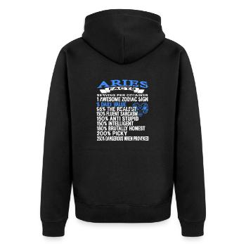 Aries Facts Per Serving Retro Funny Astrology - Unisex Premium Bio Zip Hoodie - Schwarz - Hinten - Nico (187cm)