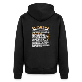 Scorpio Facts Per Serving Retro Funny Astrology - Unisex Premium Organic Zip Hoodie - black - Back - Nico (187cm)