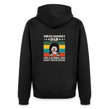 Sheepadoodle Doodle Dog - Unisex Premium Organic Zip Hoodie - black - Back - Nico (187cm)