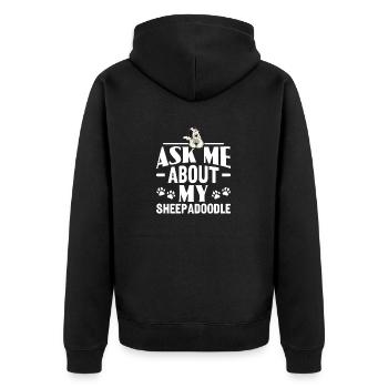 Sheepadoodle Doodle Dog - Unisex Premium Organic Zip Hoodie - black - Back - Nico (187cm)