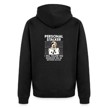 Sheepadoodle Doodle Dog - Unisex Premium Organic Zip Hoodie - black - Back - Nico (187cm)