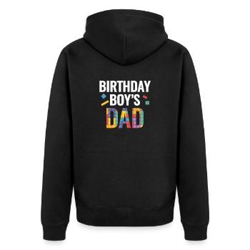 Le père d’un garçon d’anniversaire construit des blocs de construction - Veste à capuche bio Premium Unisexe - noir - Dos - Nico (187cm)