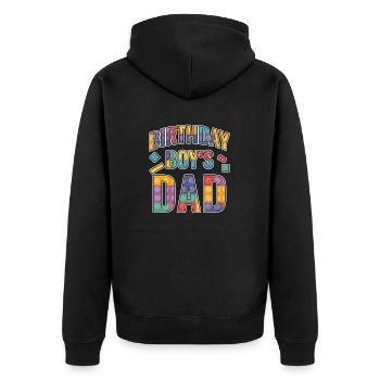 Vater Des Geburtstagskindes Baut Bauklötze - Unisex Premium Bio Zip Hoodie - Schwarz - Hinten - Nico (187cm)