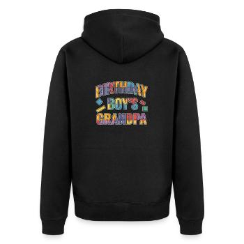 Birthday boy Grandpa building blocks - Unisex Premium Organic Zip Hoodie - black - Back - Nico (187cm)