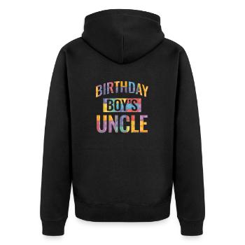 Onkel Des Geburtstagskindes Bauklötze - Unisex Premium Bio Zip Hoodie - Schwarz - Hinten - Nico (187cm)