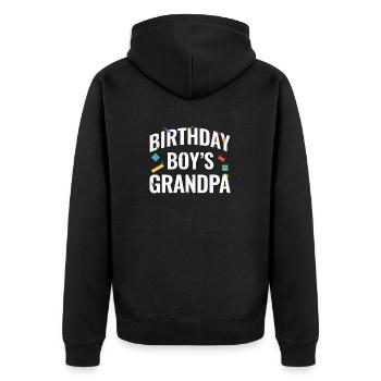 Birthday boy Grandpa building blocks - Unisex Premium Organic Zip Hoodie - black - Back - Nico (187cm)