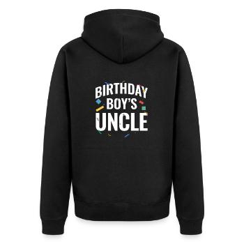 Onkel Des Geburtstagskindes Bauklötze - Unisex Premium Bio Zip Hoodie - Schwarz - Hinten - Nico (187cm)