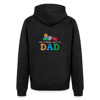 Vater Des Geburtstagskindes Baut Bauklötze - Unisex Premium Bio Zip Hoodie - Schwarz - Hinten - Nico (187cm)