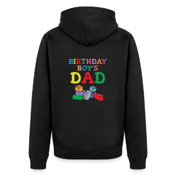 Le père d’un garçon d’anniversaire construit des blocs de construction - Veste à capuche bio Premium Unisexe - noir - Dos - Nico (187cm)