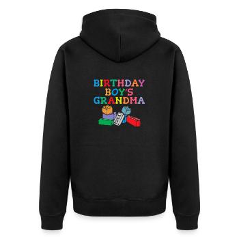Birthday Kids Grandma Building Blocks - Unisex Premium Organic Zip Hoodie - black - Back - Nico (187cm)