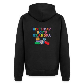 Birthday boy Grandpa building blocks - Unisex Premium Organic Zip Hoodie - black - Back - Nico (187cm)