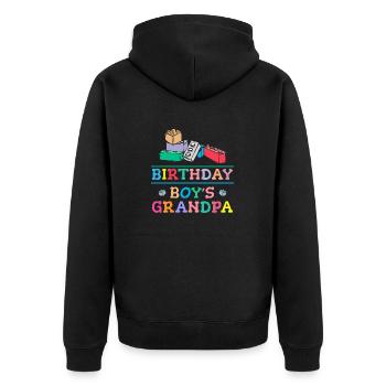 Birthday boy Grandpa building blocks - Unisex Premium Organic Zip Hoodie - black - Back - Nico (187cm)