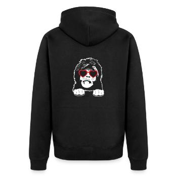 Sheepadoodle Doodle Dog - Unisex Premium Organic Zip Hoodie - black - Back - Nico (187cm)