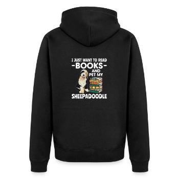 Sheepadoodle Doodle Dog - Unisex Premium Organic Zip Hoodie - black - Back - Nico (187cm)