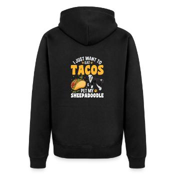 Sheepadoodle Doodle Dog - Unisex Premium Organic Zip Hoodie - black - Back - Nico (187cm)