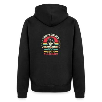 Sheepadoodle Doodle Dog - Unisex Premium Organic Zip Hoodie - black - Back - Nico (187cm)