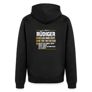 Rüdiger - Unisex Premium Bio Zip Hoodie - Schwarz - Hinten - Nico (187cm)