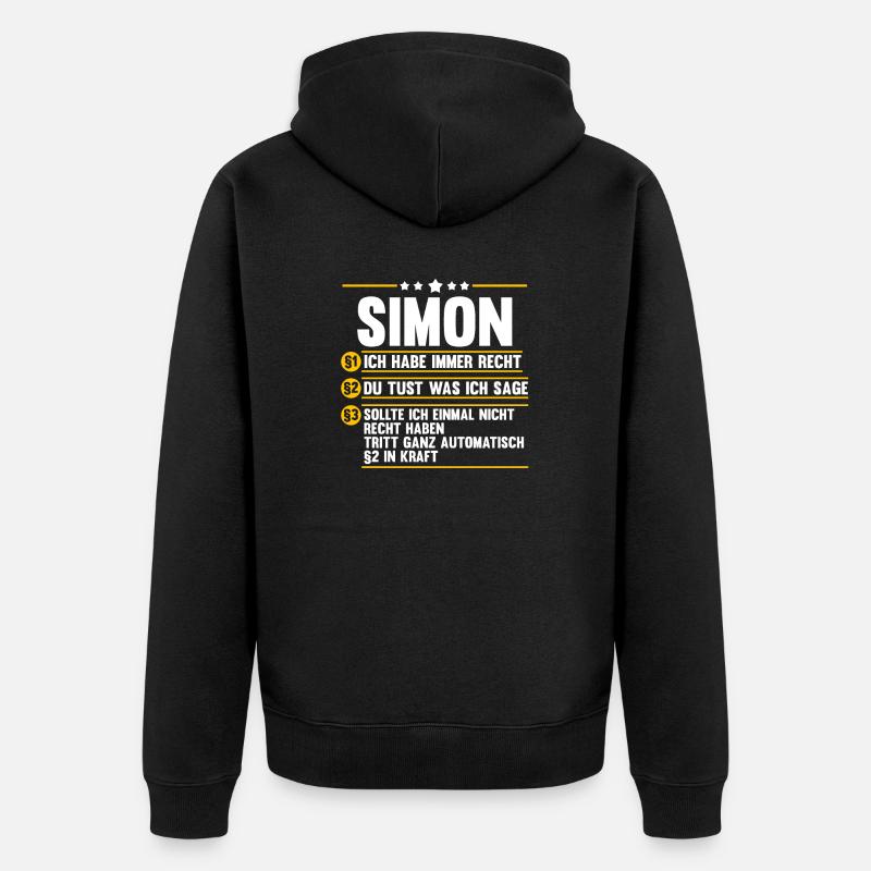 Simon - Unisex Premium Bio Zip Hoodie - Schwarz