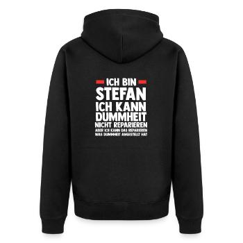 Stefan - Unisex Premium Bio Zip Hoodie - Schwarz - Hinten - Nico (187cm)