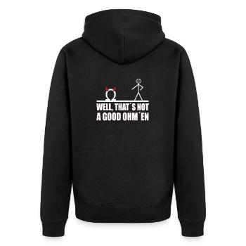Lustiges Strichmännchen kein gutes omen - Unisex Premium Bio Zip Hoodie - Schwarz - Hinten - Nico (187cm)