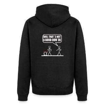 Lustiges Strichmännchen kein gutes omen - Unisex Premium Bio Zip Hoodie - Schwarz - Hinten - Nico (187cm)