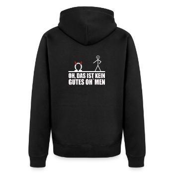 Lustiges Strichmännchen kein gutes omen - Unisex Premium Bio Zip Hoodie - Schwarz - Hinten - Nico (187cm)
