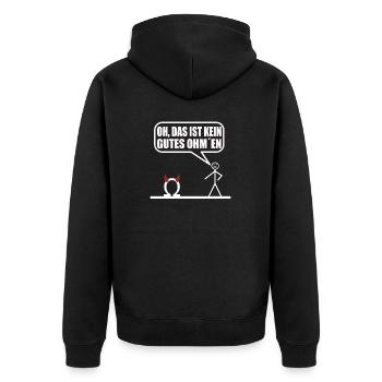 Lustiges Strichmännchen kein gutes omen - Unisex Premium Bio Zip Hoodie - Schwarz - Hinten - Nico (187cm)
