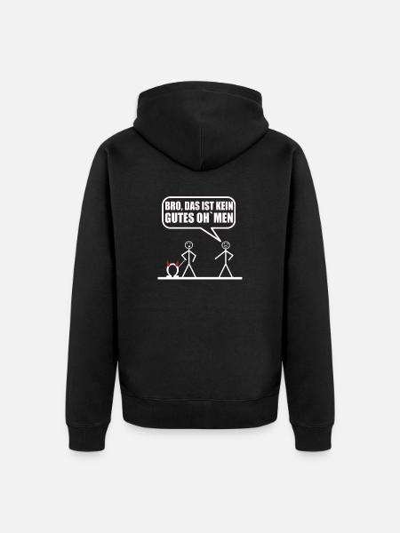 Zabawna postać z patyka Niezbyt dobry omen - Ekologiczna rozpinana bluza z kapturem Premium unisex - czarny