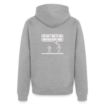 Lustiges Strichmännchen - Unisex Premium Bio Zip Hoodie - Grau meliert - Hinten - Nico (187cm)