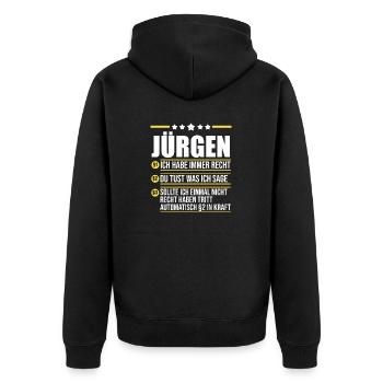 Jürgen - Unisex Premium Bio Zip Hoodie - Schwarz - Hinten - Nico (187cm)