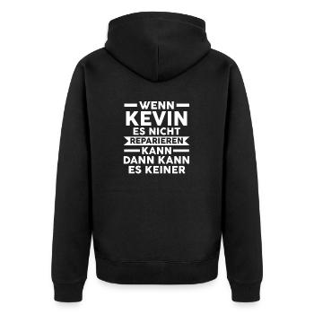 Kevin - Unisex Premium Bio Zip Hoodie - Schwarz - Hinten - Nico (187cm)