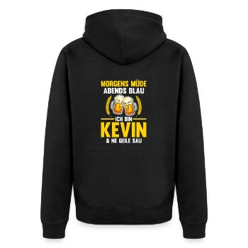 Kevin - Unisex Premium Bio Zip Hoodie - Schwarz - Hinten - Nico (187cm)