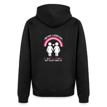 Lesbisches Zitat LGBT Pride Lesbische Regenbogenflagge - Unisex Premium Bio Zip Hoodie - Schwarz - Hinten - Nico (187cm)